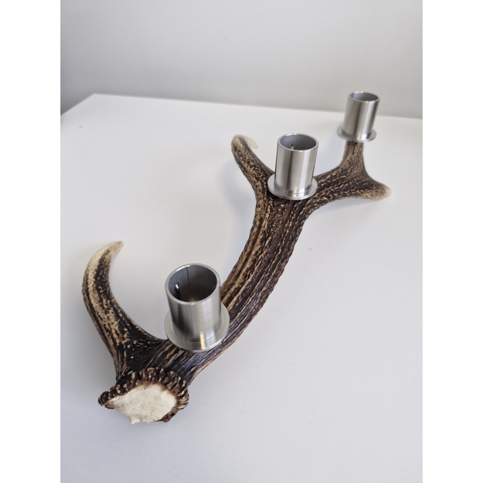 Sika deer antler candle holder for 3 candles