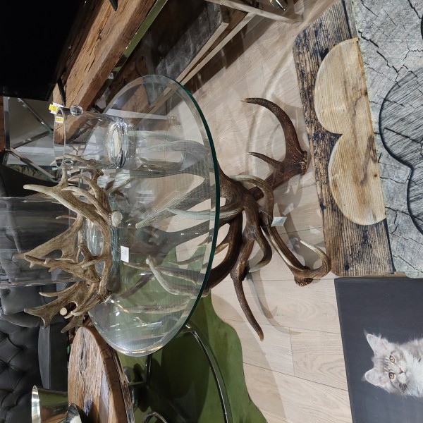 Glasbord med hjorthorn ben Glasbord med hjorthorn ben