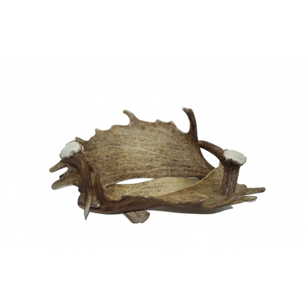 Fallow deer antler fruit bowl with handles