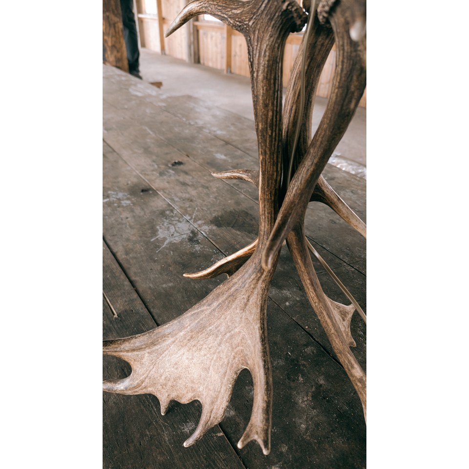 Dovhjorthorn bordslampa med lampskärm