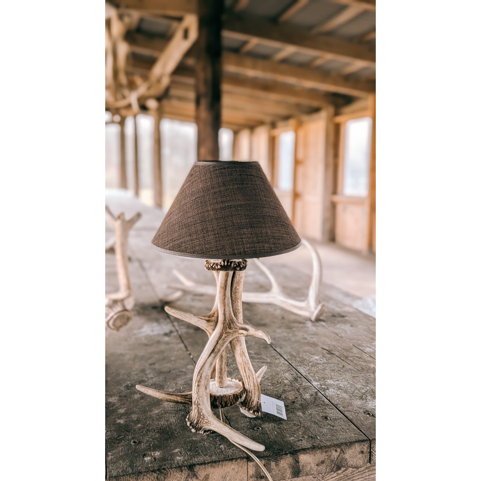 Hjorthorn bordslampa med lampskärm