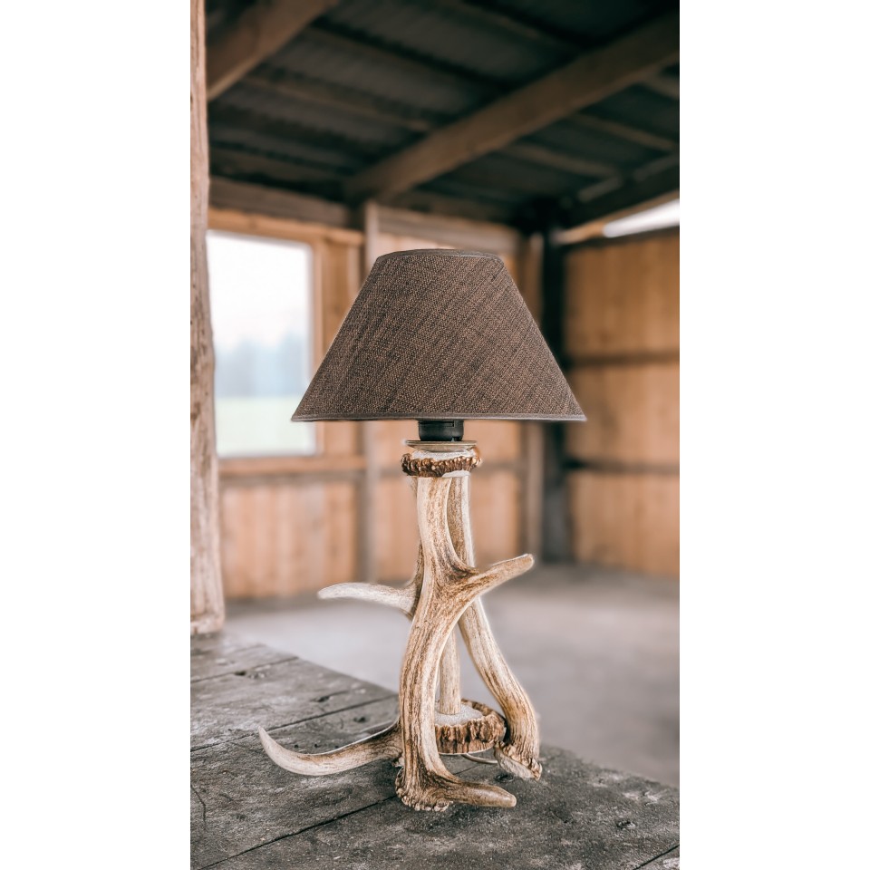 Hjorthorn bordslampa med lampskärm