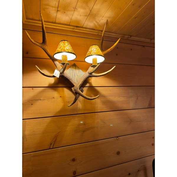 Hjorthorn vägglampa 2 ljus