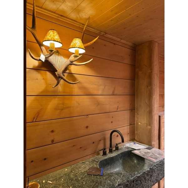 Hjorthorn vägglampa 2 ljus