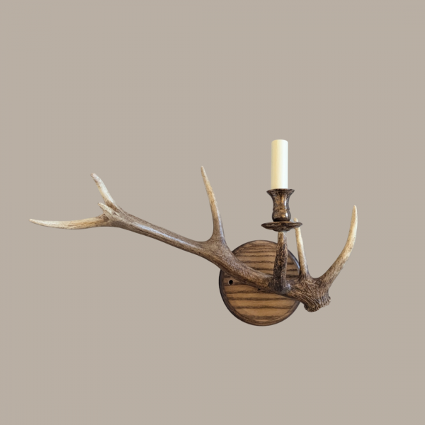 Kronhjorthorn 1-ljus vägglampa naturlig 55 cm
