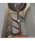 Red deer antler table lamp with lampshade