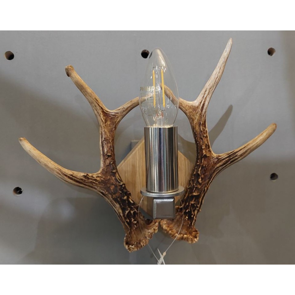 Rådjurshorn vägglampa rostfri naturlig 20 cm
