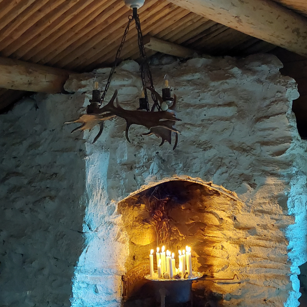 Fallow deer antler chandelier 3 light 60cm