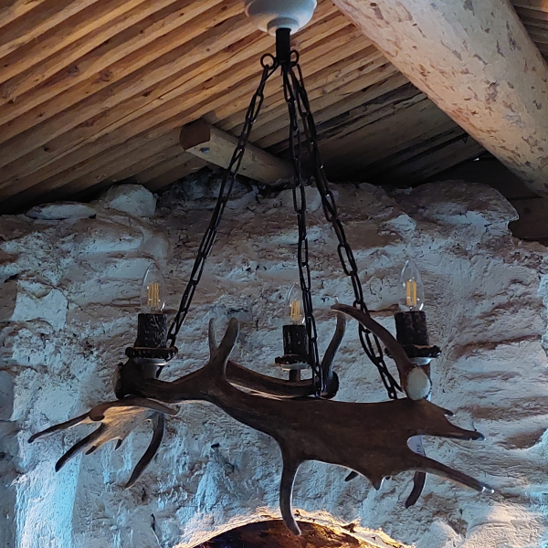 Dovhjortshorn takkrona 3-ljus 60 cm