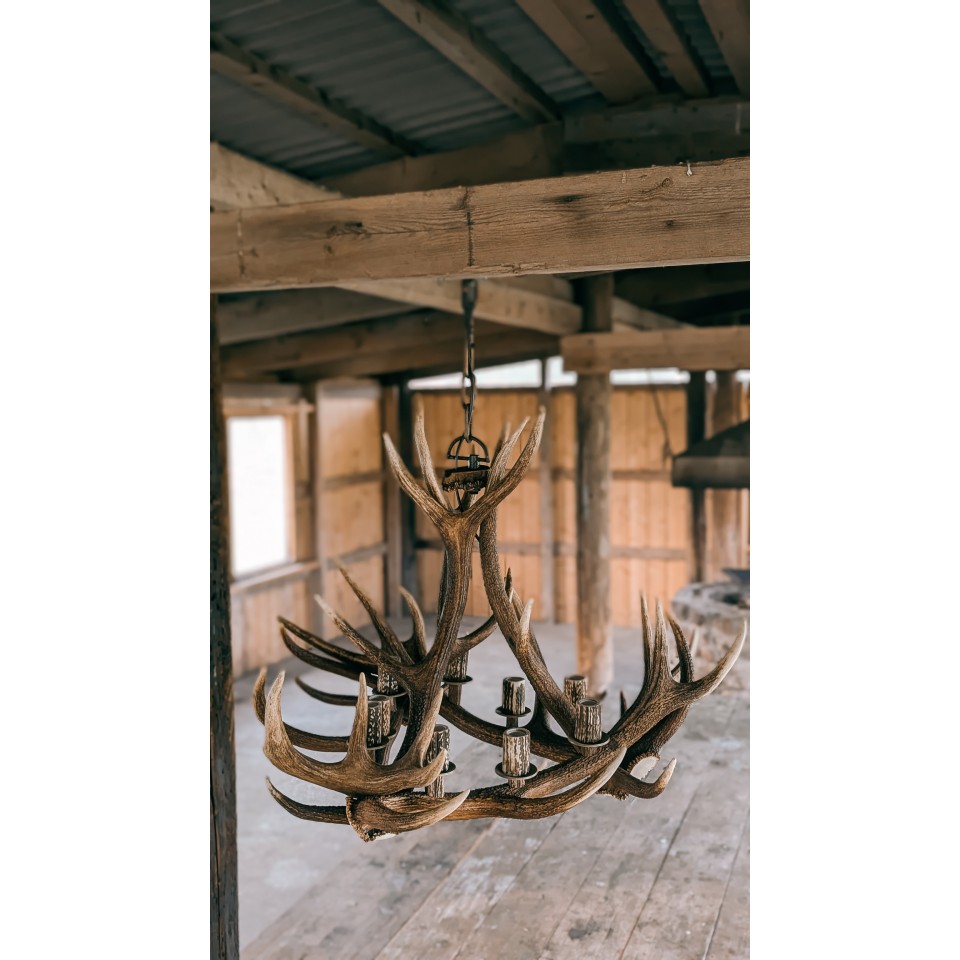 Hjorthorn takkrona 9- ljus 95 cm