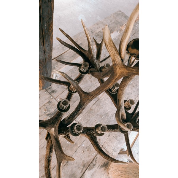 Hjorthorn takkrona 9- ljus 95 cm