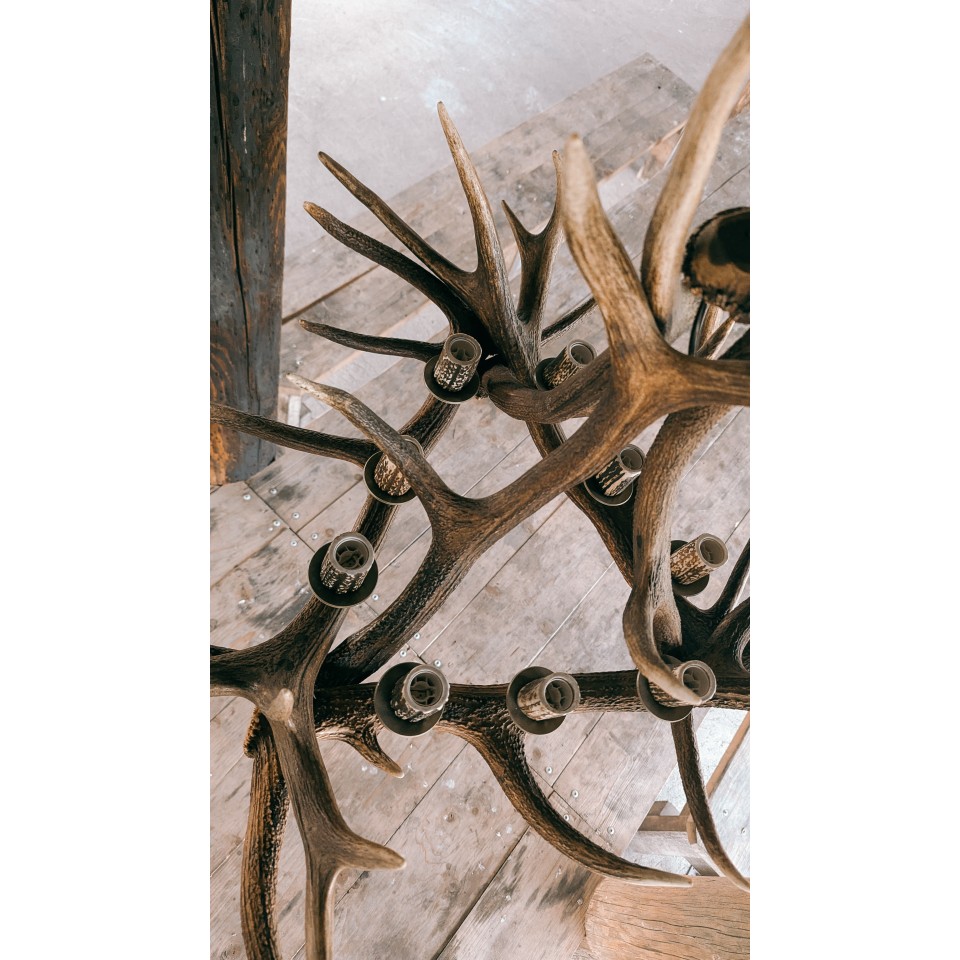 Hjorthorn takkrona 9- ljus 95 cm