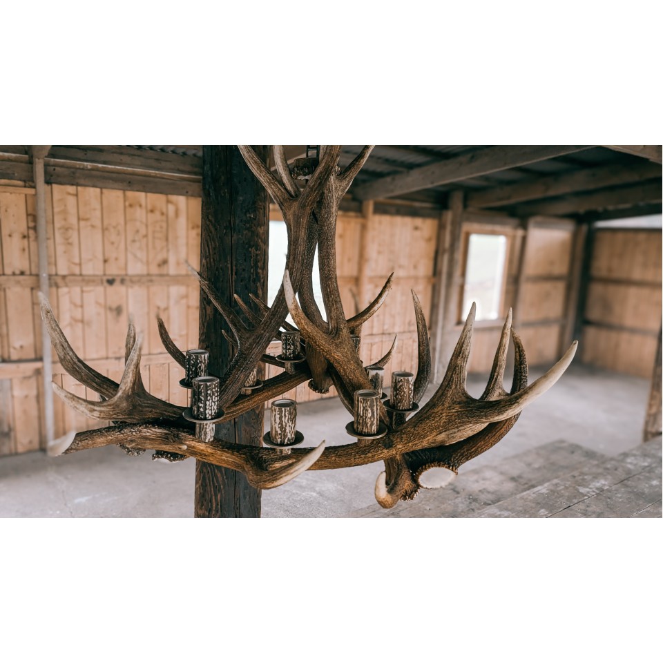 Hjorthorn takkrona 9- ljus 95 cm