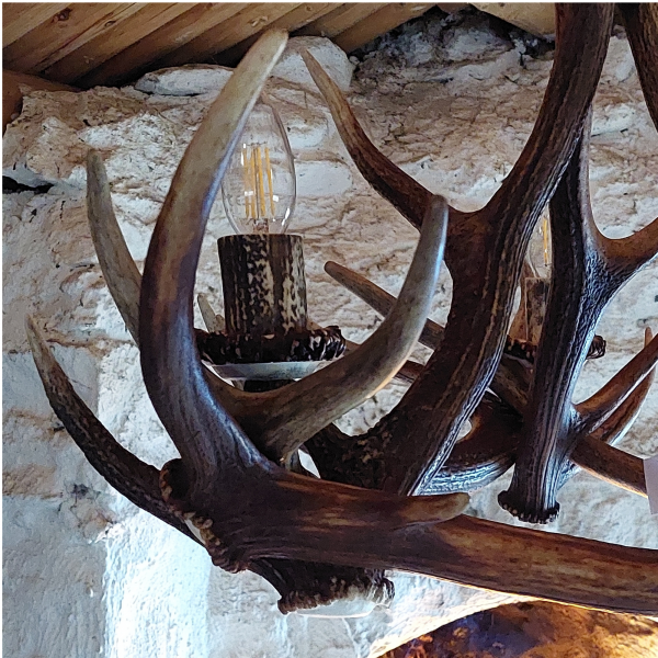 Hjorthorn takkrona 3 ljus 60 cm