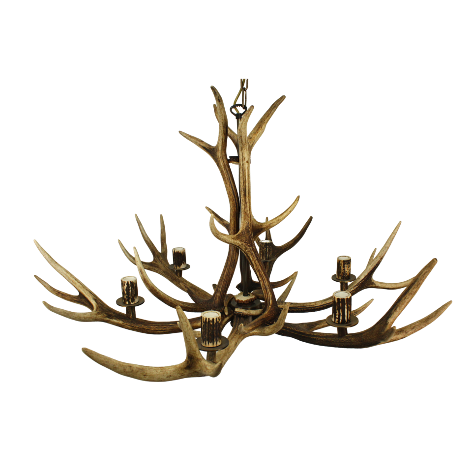 Deer antler chandelier 6 light 95cm