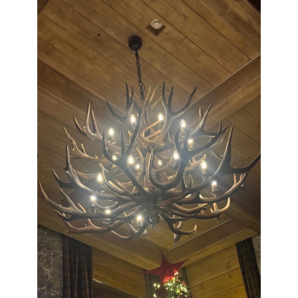 Deer Antler 2 tier 20 Candle Light Chandelier 150cm