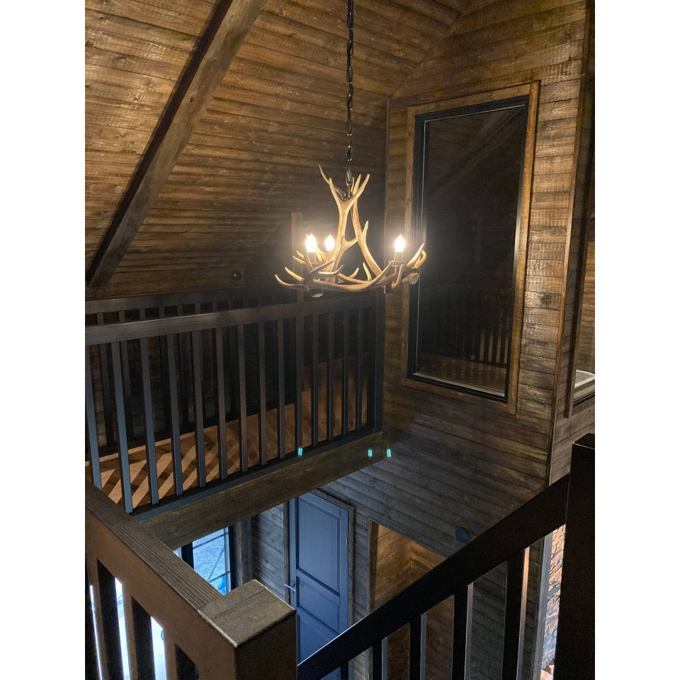 Hjorthorn takkrona 3 ljus 60 cm