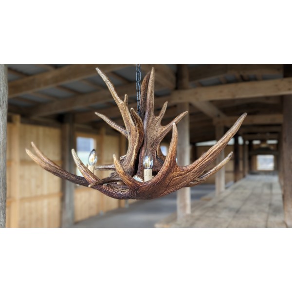 Älghorn takkrona 3 ljus 80cm