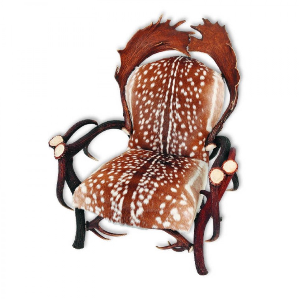 Deer Antler Armchair With Fallow Deer Fur
