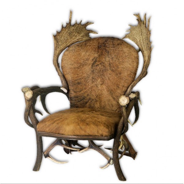 Hjorthornsfåtölj läder brindle brun