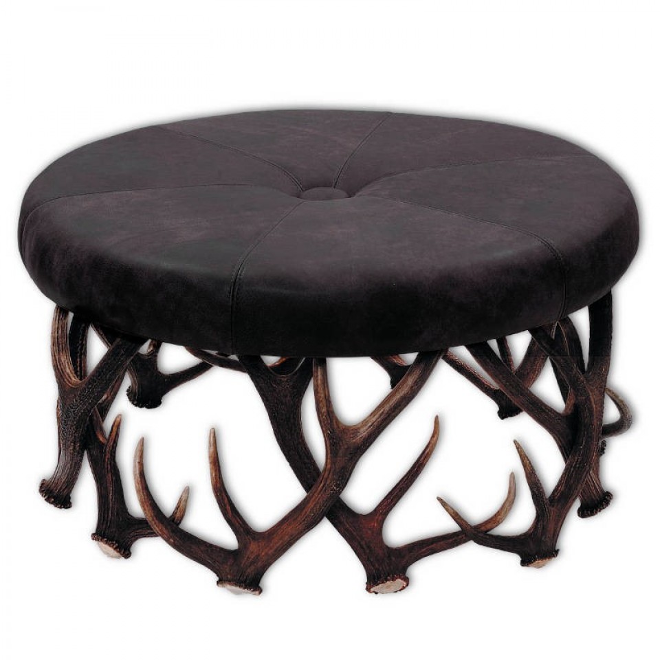 Antler Bench with High Quality Round Seat Oxhide Moro