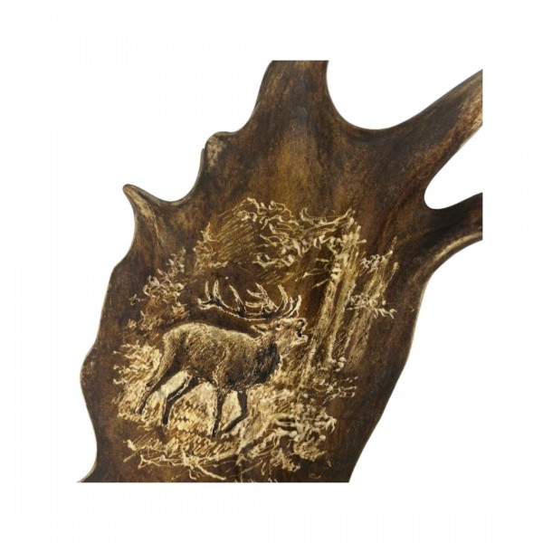 Dovhjorthorn vägglampa med rådjursgravyr 40 cm