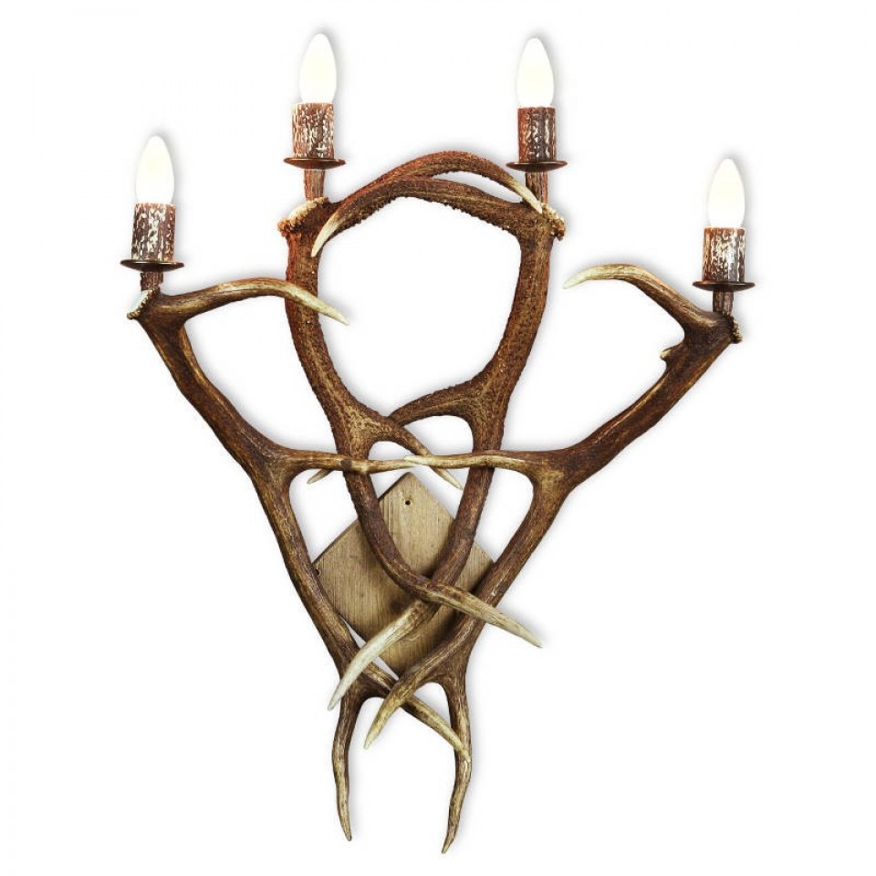 Deer Antler Wall Lamp With 4 Candle Lights Natural 75cm