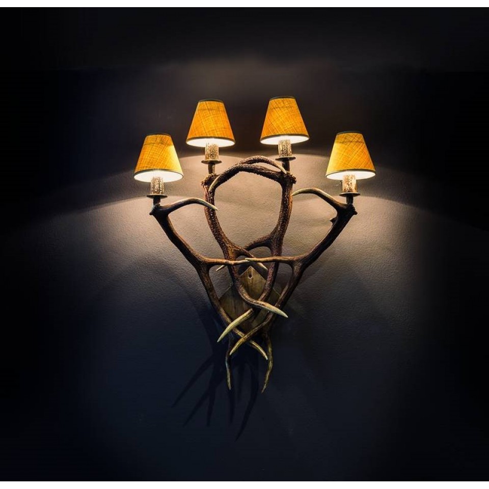 Deer Antler Wall Lamp With 4 Candle Lights Natural 75cm