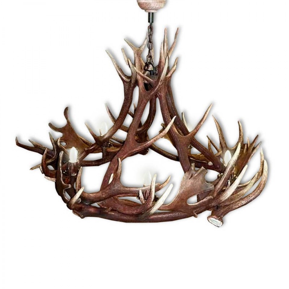 Fallow and Deer Antler 5 Light Chandelier 100cm
