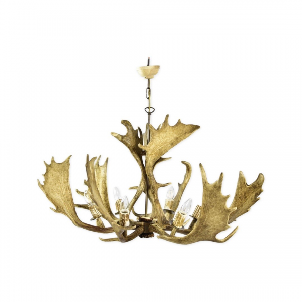 Dovhjortshorn takkrona 6-ljus 90 cm
