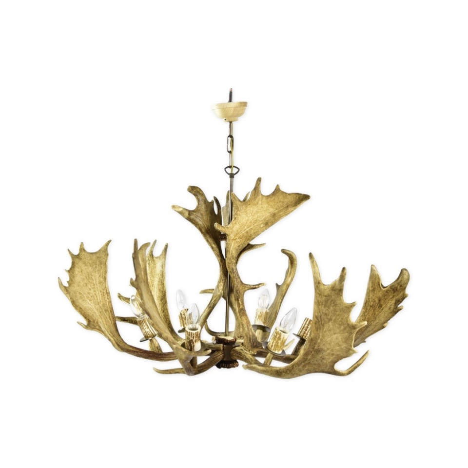 Fallow deer antler chandelier 6 light 90cm