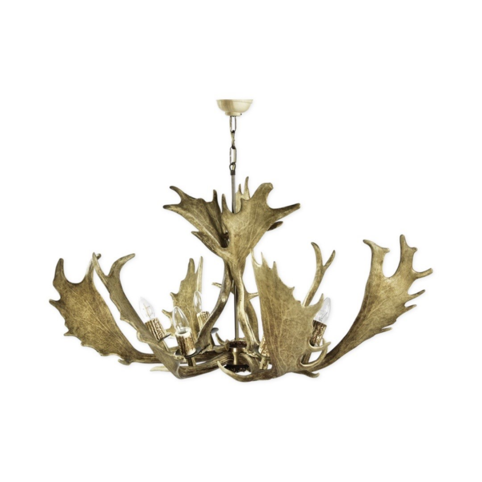 Fallow deer antler chandelier 6 light 90cm