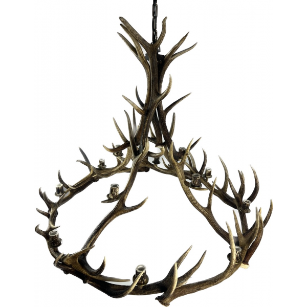 Red deer antler chandelier 12 light 130cm