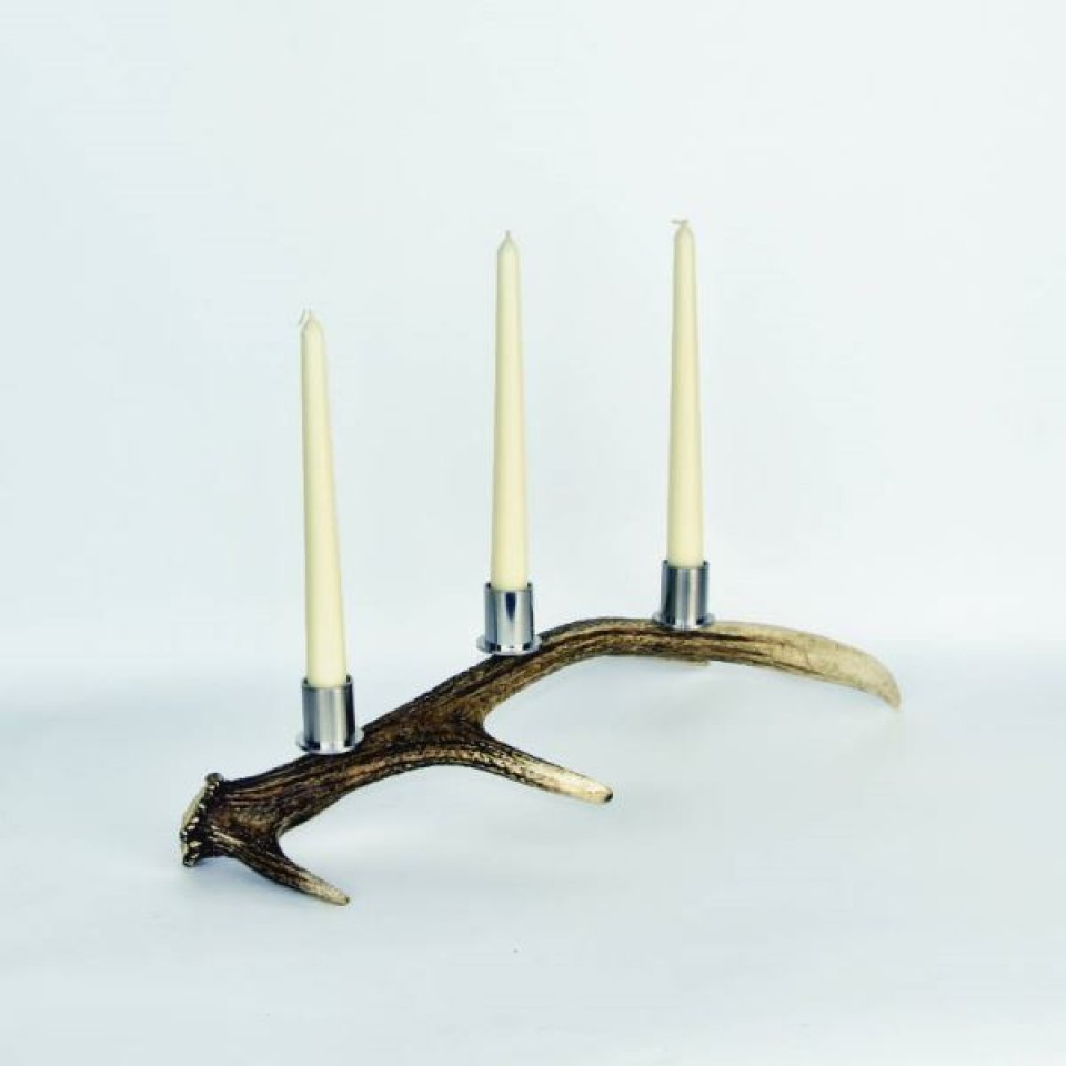 Sika deer antler candle holder for 3 candles