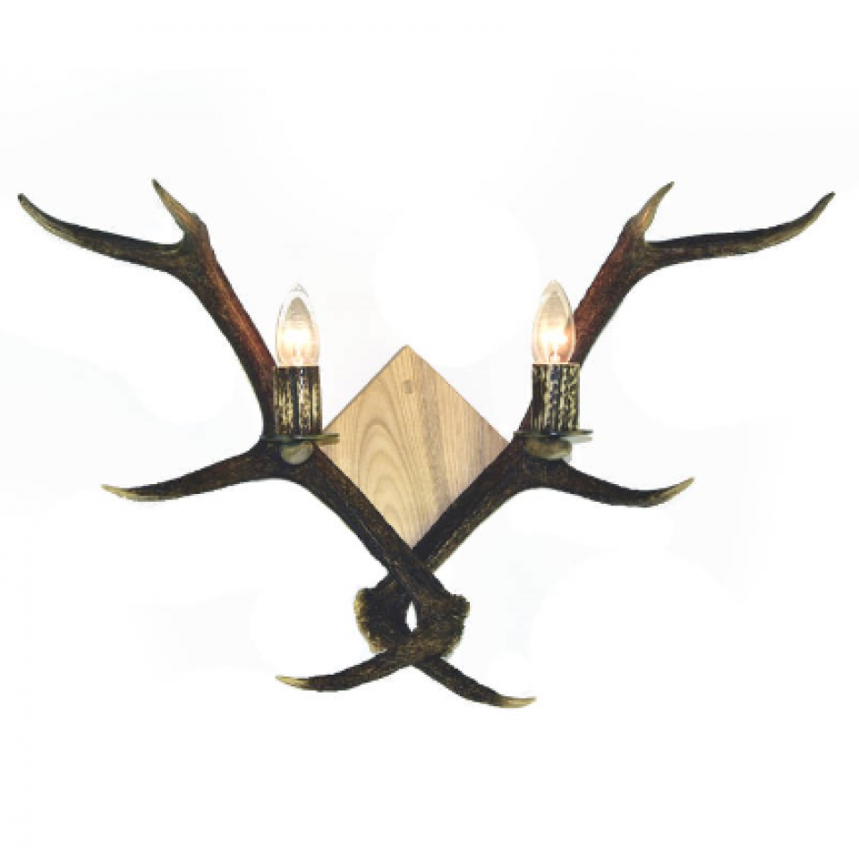 Deer antler wall lamp 2 candle lights