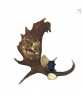 Mindre dovhjorthorn vägglampa med hjortgravyr naturlig 35cm Mindre dovhjorthorn vägglampa med hjortgravyr naturlig 35cm