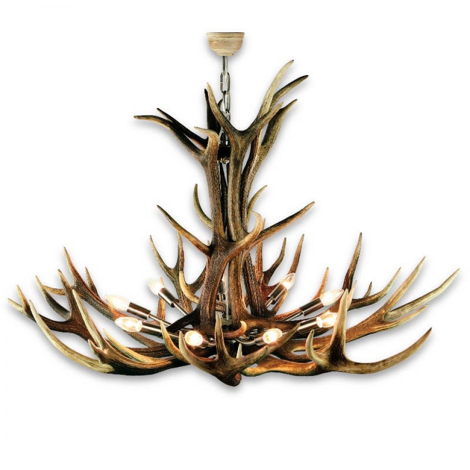 Deer Antler Chandelier 9 light with stainless steel lampholders.