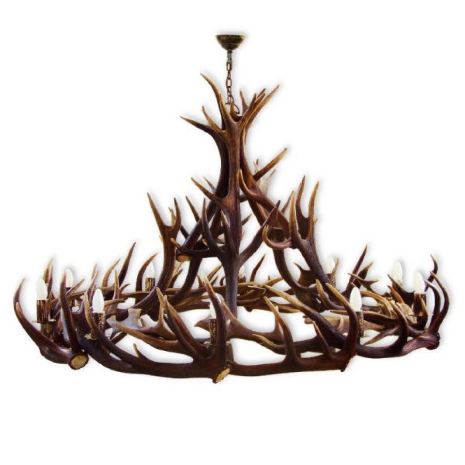 Red and Fallow deer antler chandelier 10 light 150cm