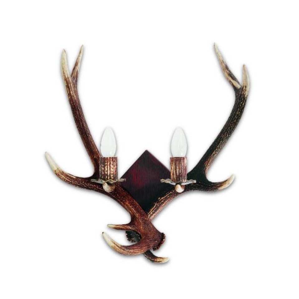 Hjorthorn vägglampa 2 ljus