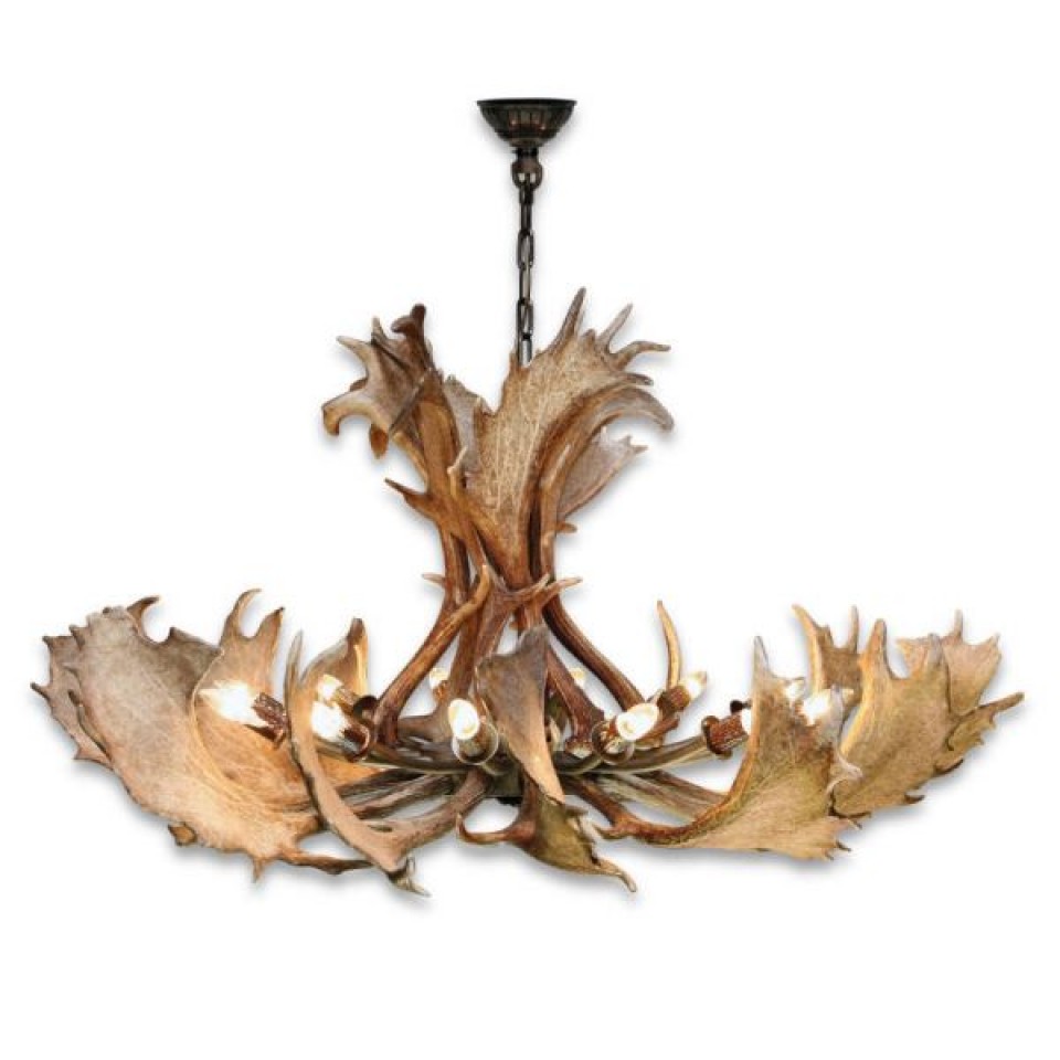 Dovhjortshorn takkrona 12-ljus 140 cm
