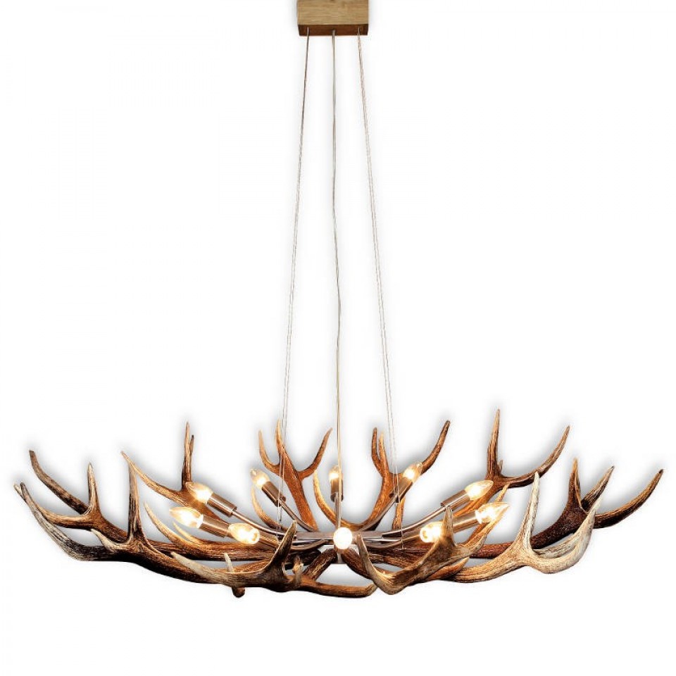 Oval Deer Antler Chandelier 10-Lights 120cm