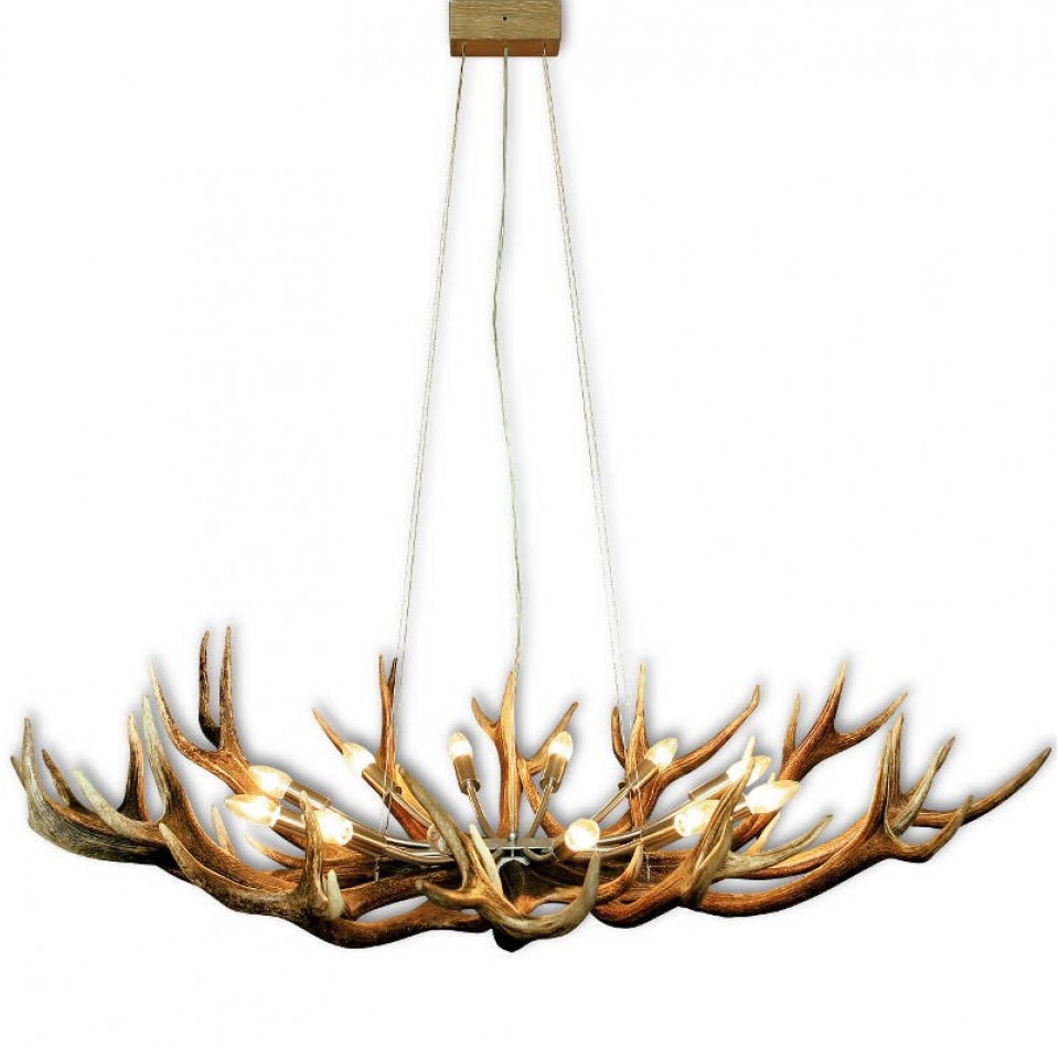 Oval Deer Antler Chandelier 12-Lights 130cm