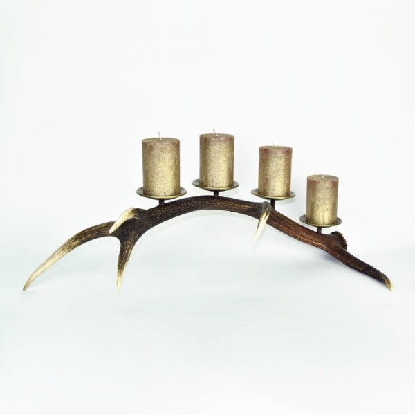 Deer Antler with 4 Oldbrass Candle Holders