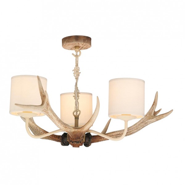 Antler 3 Light bleached beige ceiling lamp 60cm complete with Shades
