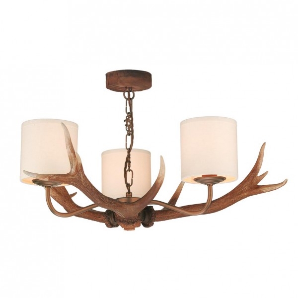 Antler 3 Light ceiling light brown 60cm complete with Shades