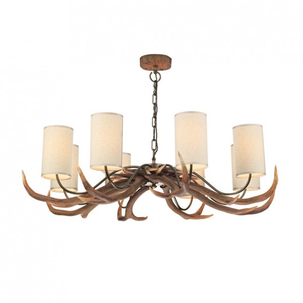 Horn takkrona 8 ljus rustik brun 100 cm