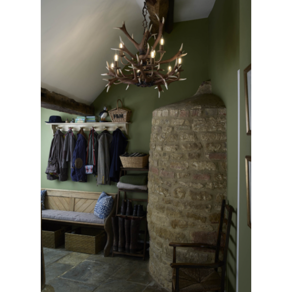 Horn takkrona 9 ljus rustik brun 75 cm