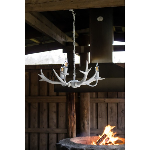 Antler 3 Light ceiling light white 60cm complete with Silk Shades (Specify Colour)