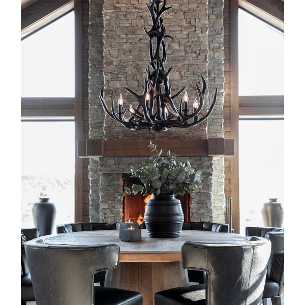 New Antler Chandelier Black 92cm