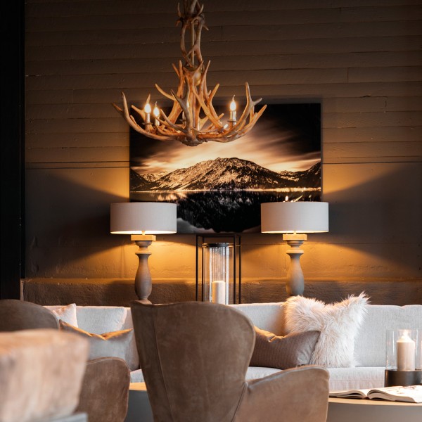 Horn Liten Ljuskrona 6-Ljus Natur 68cm